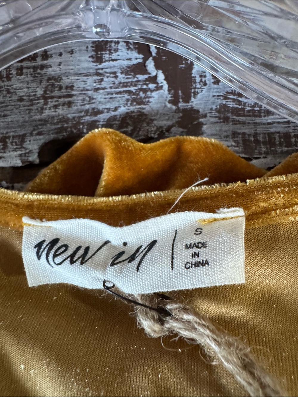 Velvet (faux) V-Neck Long-Sleeve Dress in Mustard - Picture 8 of 9